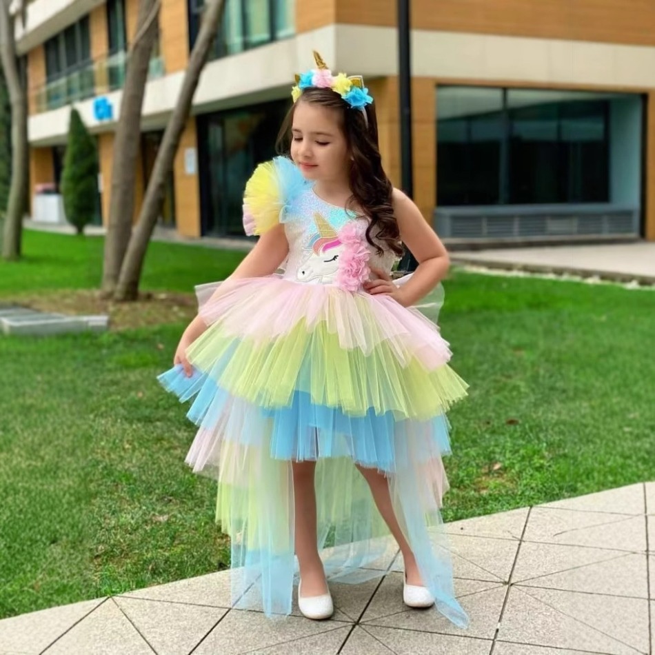 Baby Clothing - Rainbow Unicorn Baby Party Girls Dress